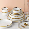 White Porcelain Plates and Bowls Set Service for 1/2/4 Ceramic Food Plate Full Tableware of Dishes for Restaurant Hotel